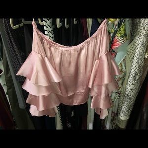 Satin Crop Top with bell Sleeves